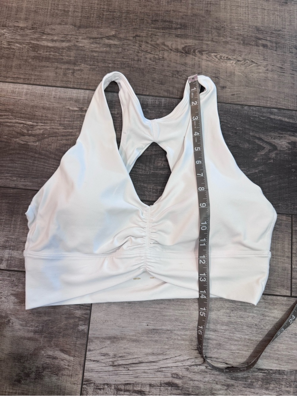 Aritzia White Racerback Ruched Sports Bra - Picture 6 of 6